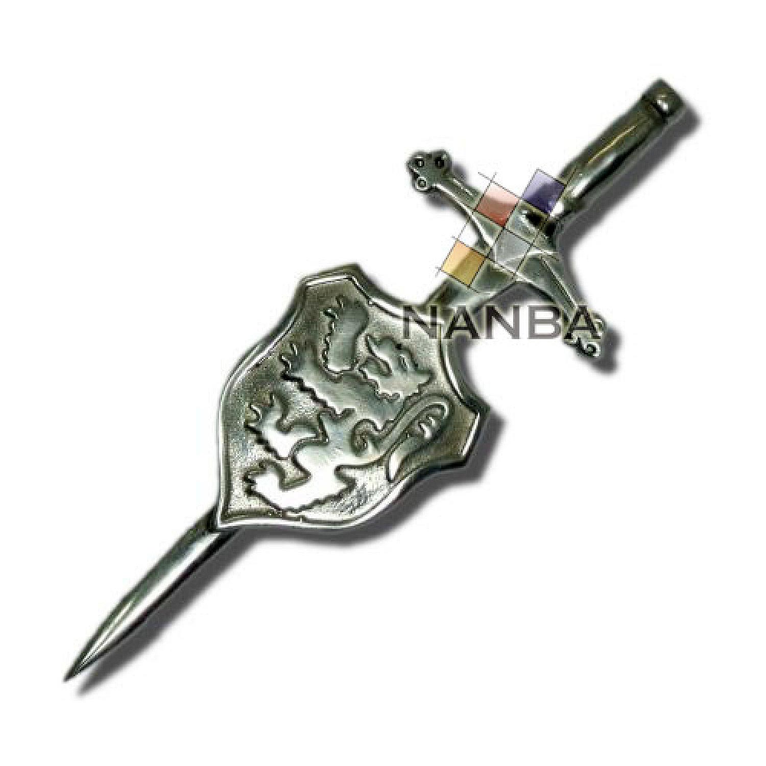 Pewter Lion Rampant Shield Kilt Pin Pewter Lion Rampant Shield Kilt Pin