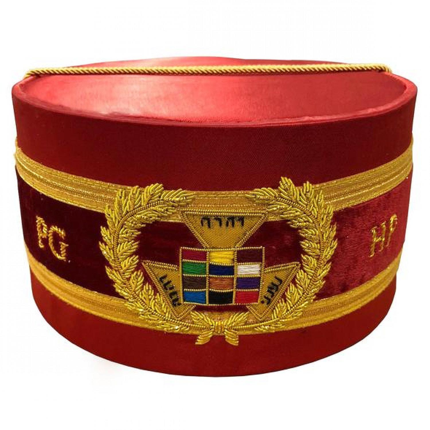 Royal Arch Cap Red Grand Past High Priest PHP Bullion Hand Embroidered Royal Arch Cap Red Grand Past High Priest PHP Bullion Hand Embroidered