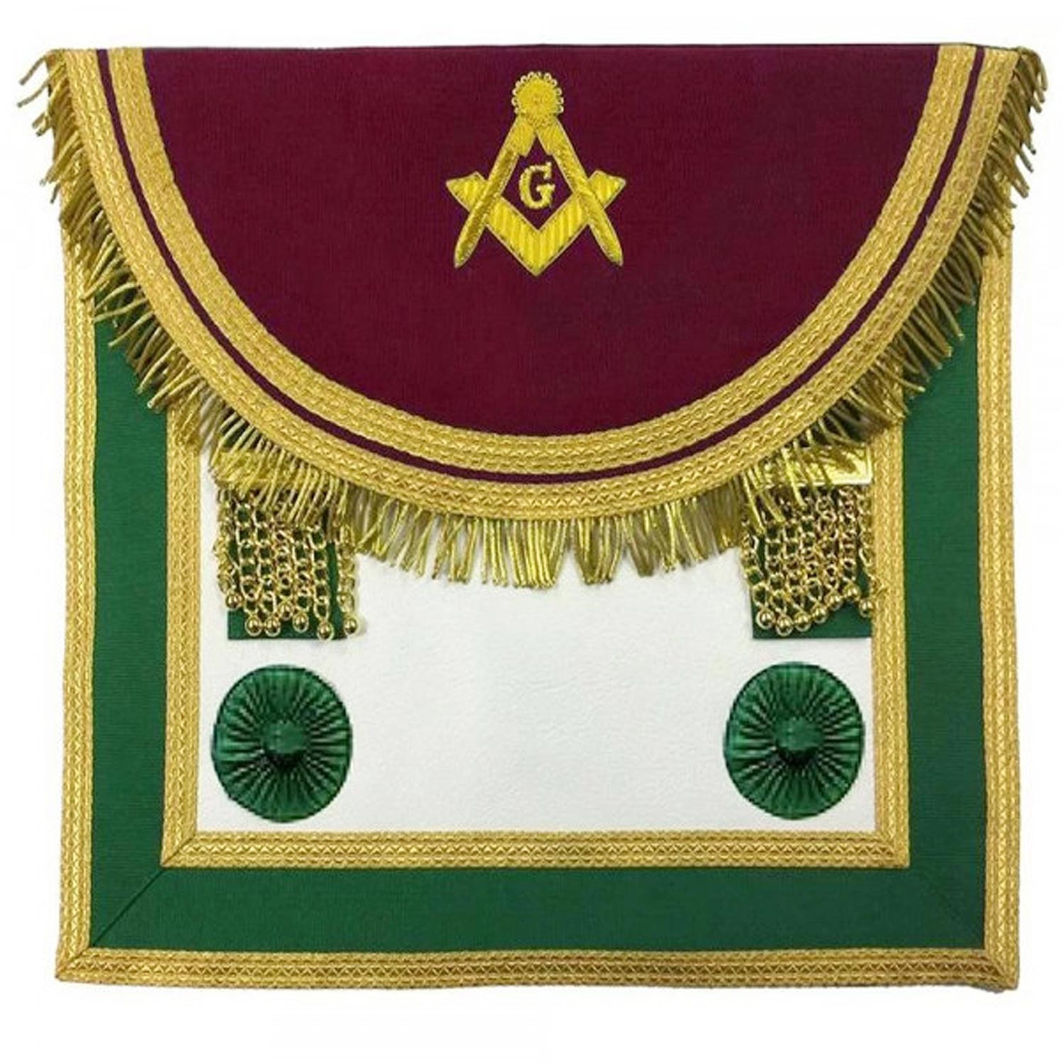 Scottish Rite Master Mason Handmade Embroidery Apron - Brown and Green Scottish Rite Master Mason Handmade Embroidery Apron - Brown and Green