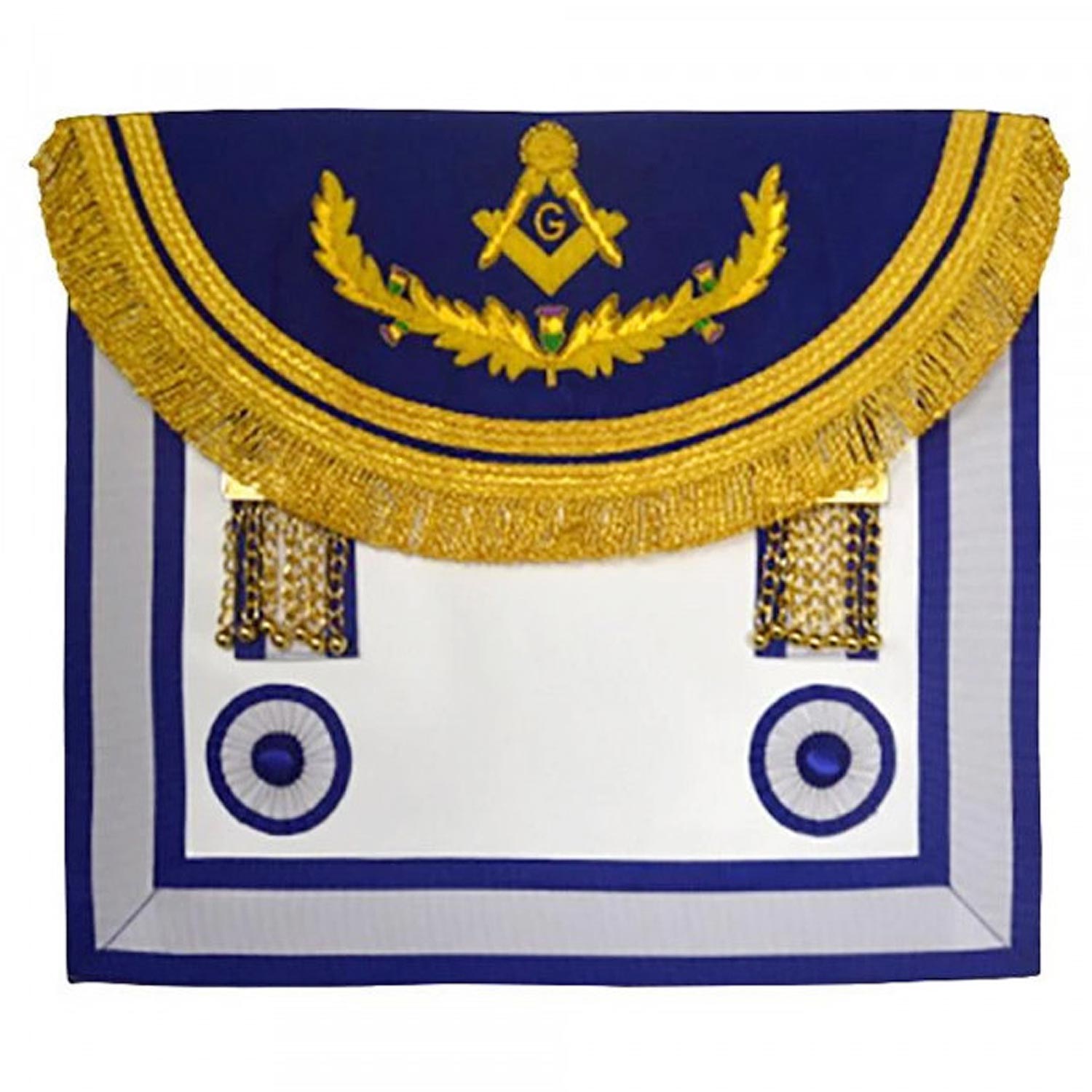 Scottish Rite Master Mason Handmade Embroidery Apron - Light Blue with Vinework Scottish Rite Master Mason Handmade Embroidery Apron - Light Blue with Vinework