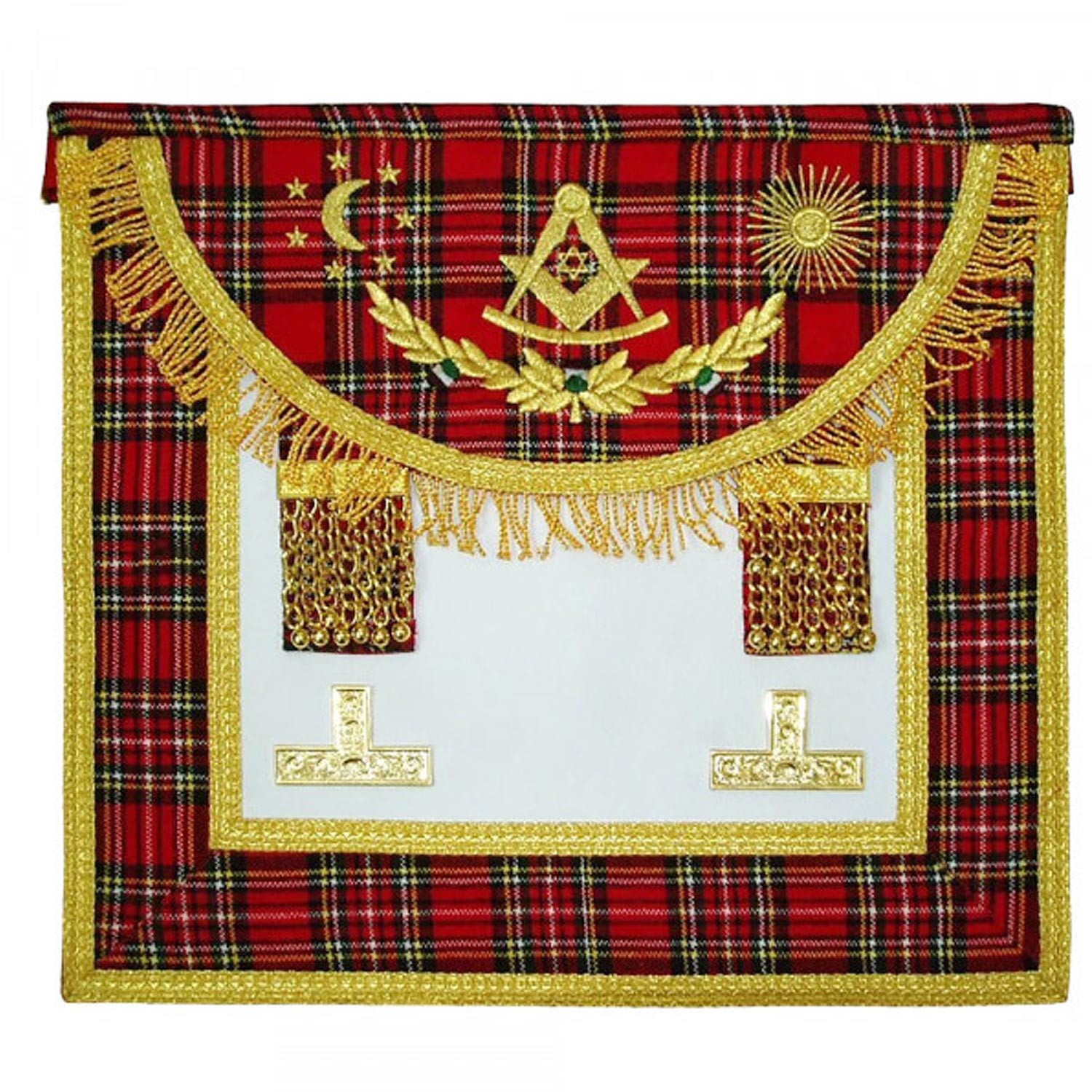 Scottish Rite Master Mason Handmade Embroidery Apron - Striped Red Scottish Rite Master Mason Handmade Embroidery Apron - Striped Red