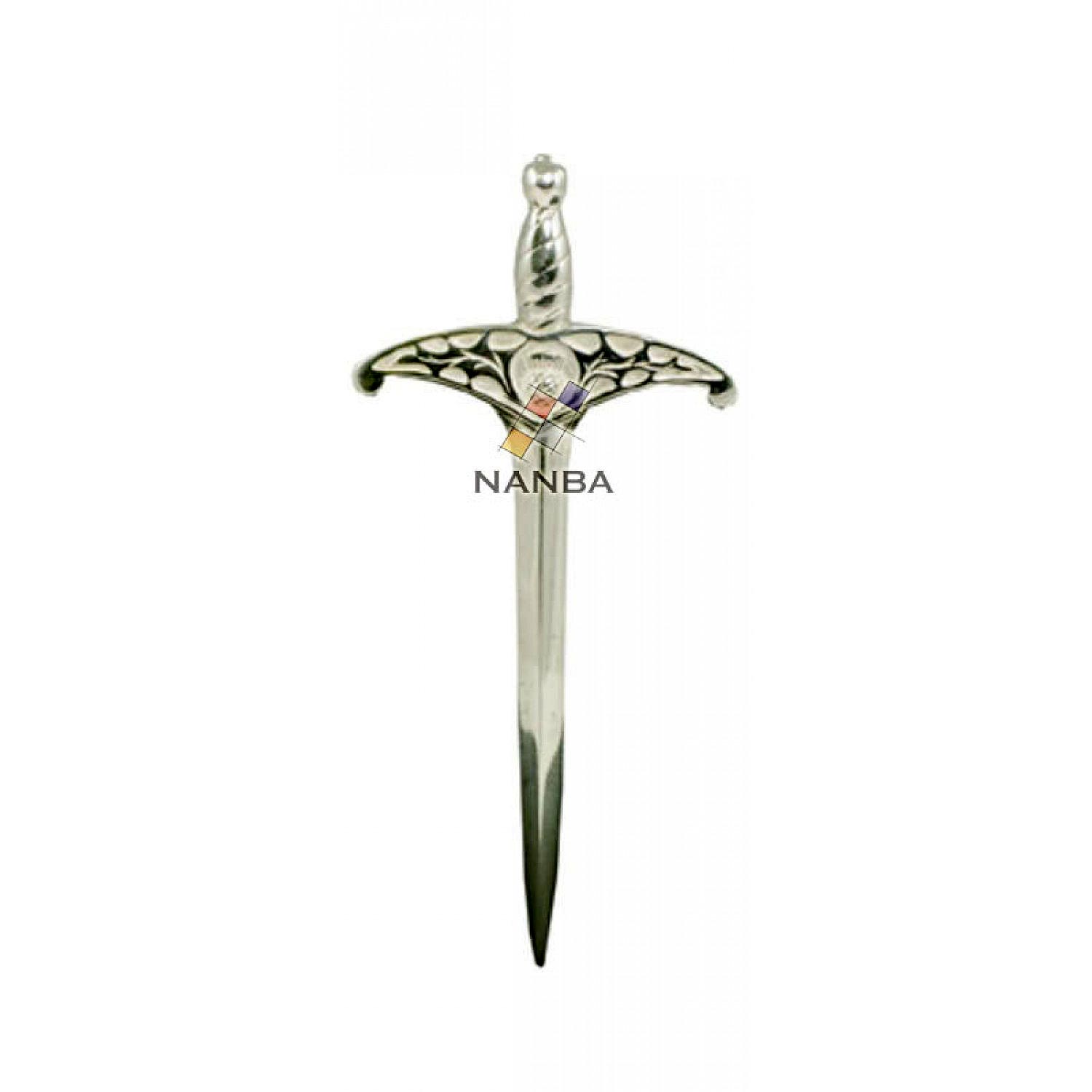 Sterling Silver Thistle Crest Sword Shaped Kilt Pin Sterling Silver Thistle Crest Sword Shaped Kilt Pin