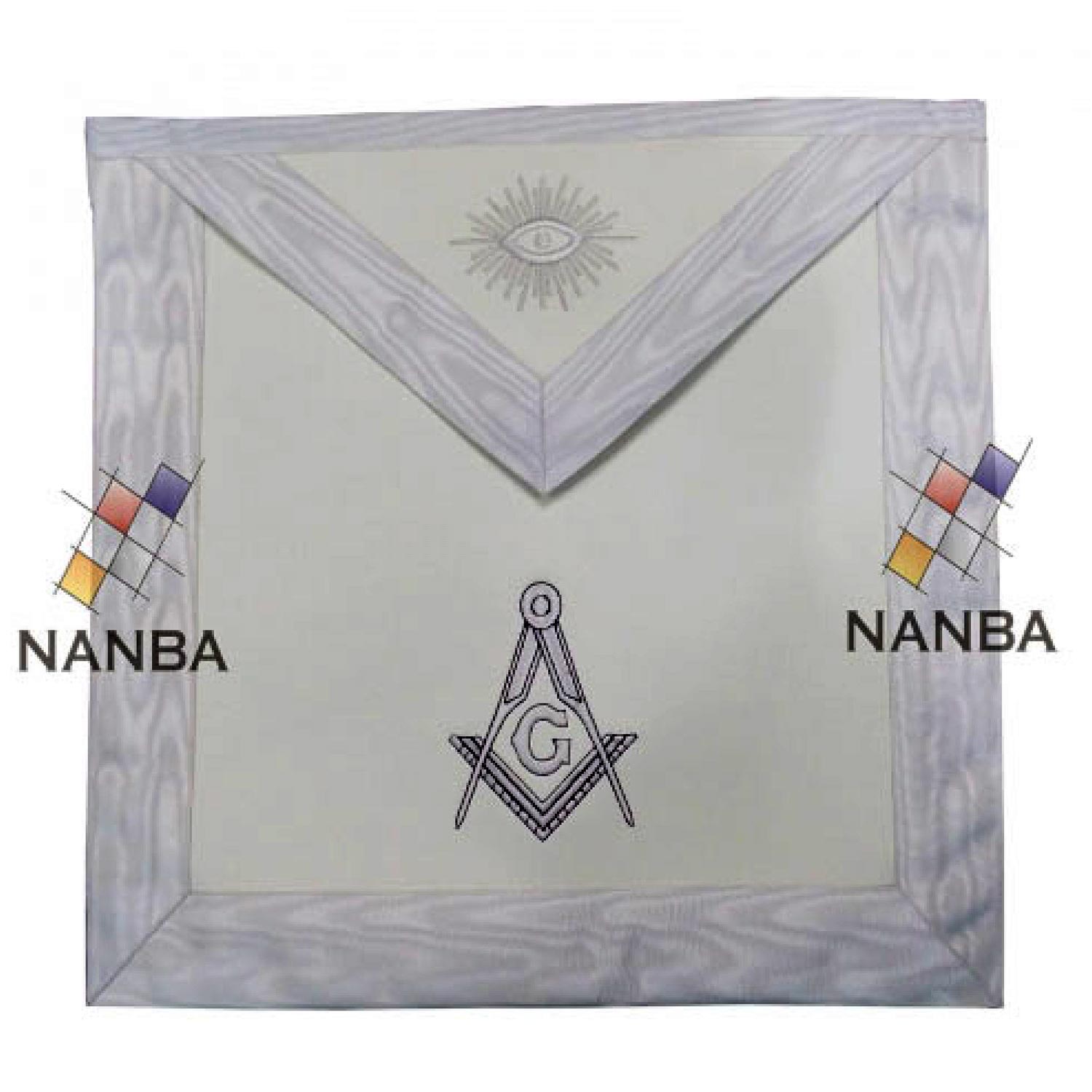 White Lodge Regalia Apron Machine Made Embroidery White Lodge Regalia Apron Machine Made Embroidery