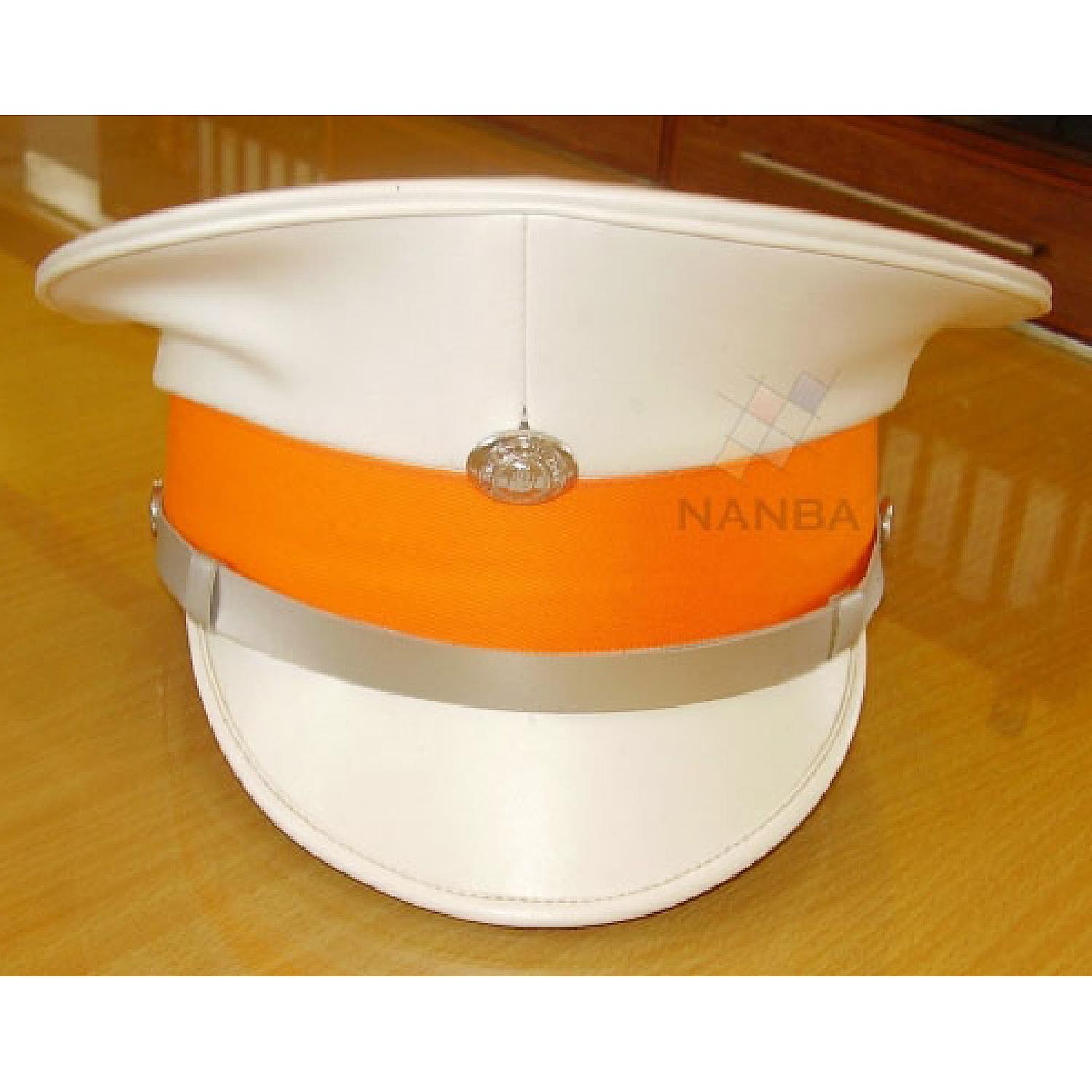 White Peaked Cap with Orange Band White Peaked Cap with Orange Band